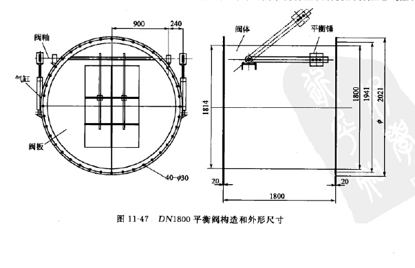 DN1800平衡阀构造和外形尺寸