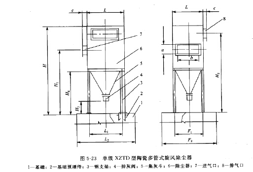 单级XZTD型陶瓷多管式旋风除尘器 单级XZTD型陶瓷多管式旋风除尘器