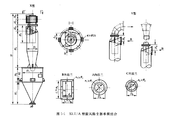 XLT/A型旋风除尘器单筒组合 XLT/A型旋风除尘器单筒组合