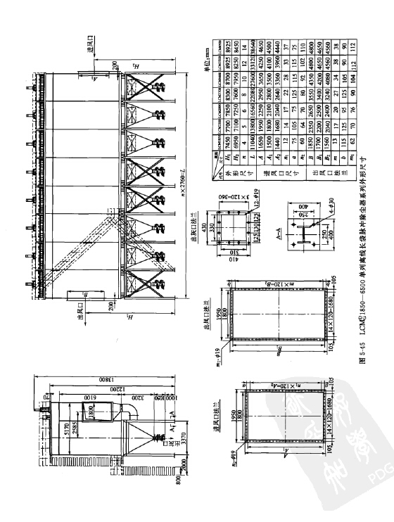 LCMd/gl850_6500单列离线长袋脉冲除尘器系列外形尺寸 LCMd/gl850_6500单列离线长袋脉冲除尘器系列外形尺寸
